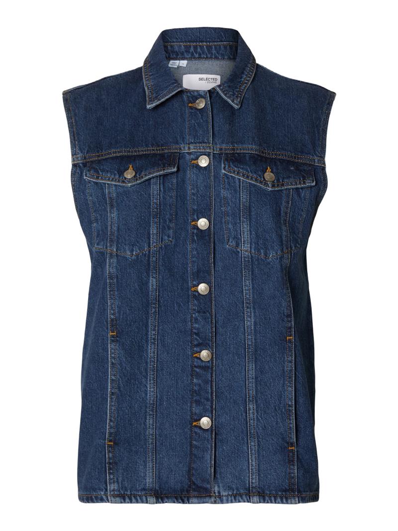 Selected - CLAIR SL MID BLUE DENIM VEST